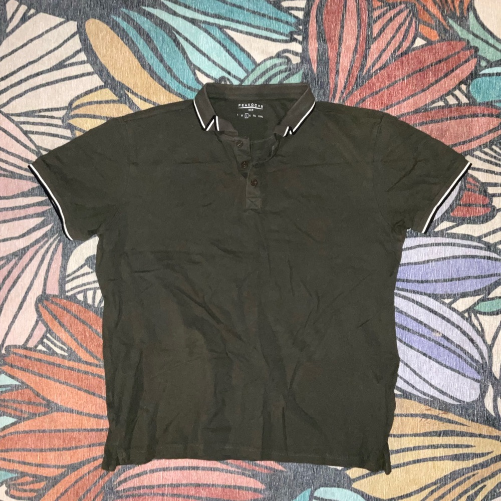 Dark Green Button Up Polo Shirt